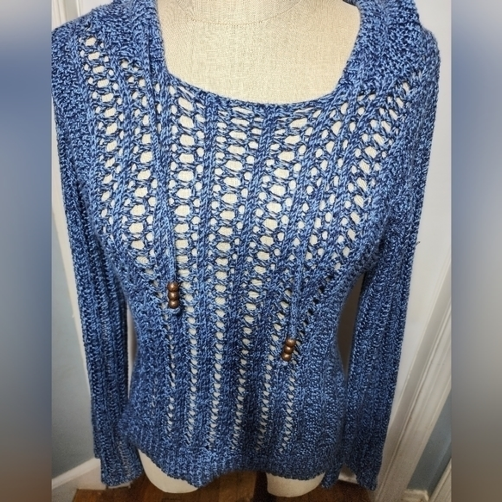 American Eagle Outfitters Hoodie Knit Blue Women's Sweater Small Petite‎